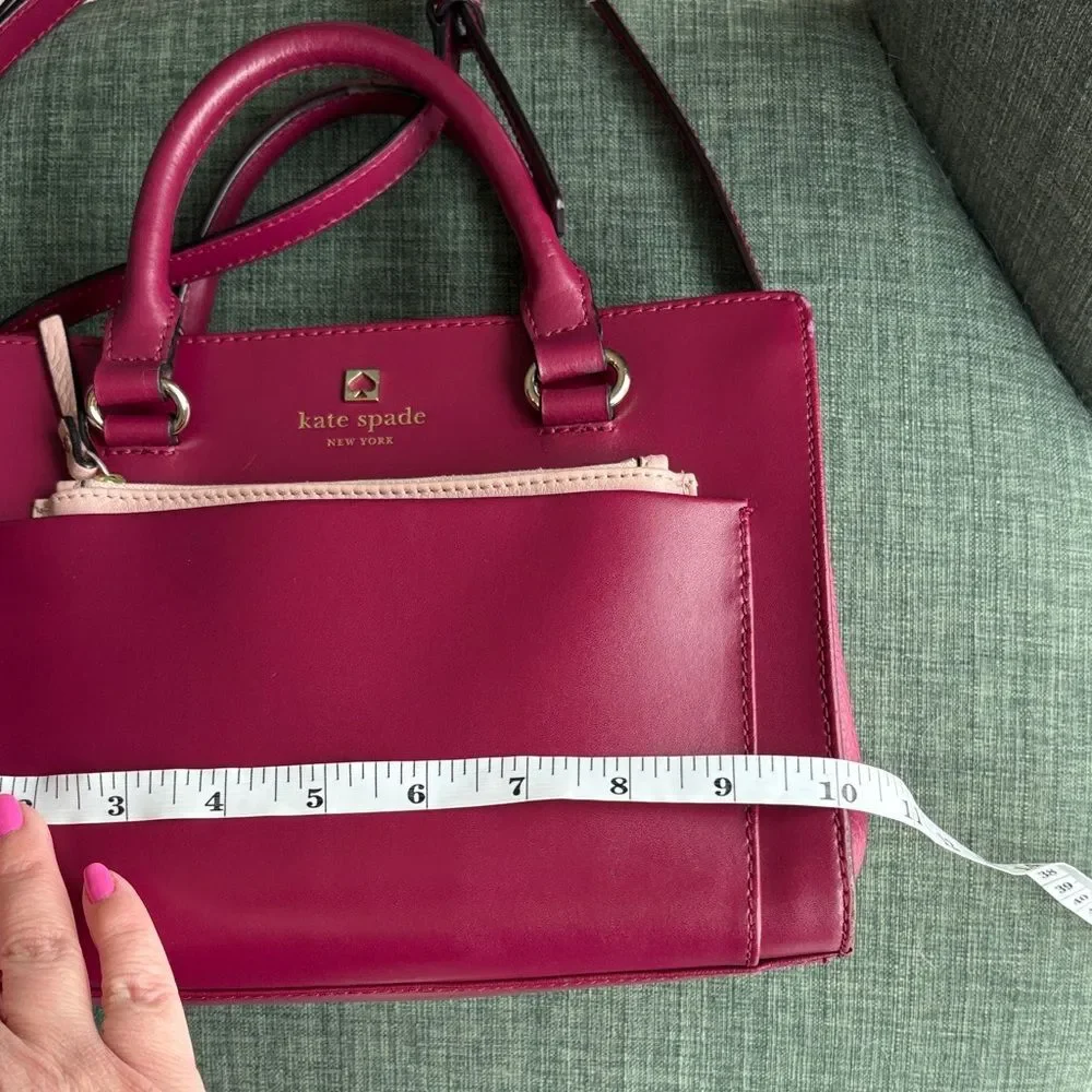 Kate Spade leather handle bag Fuchsia Pink Satchel crossbody purse EUC feminine - Picture 3 of 16